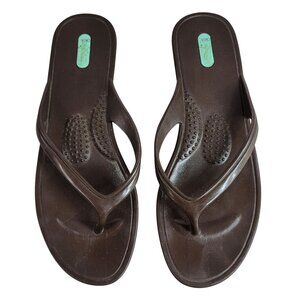 Oka B Womens Thong Sandals Brown Size M/L Medium Large 1/2" Flip Flops Rubber